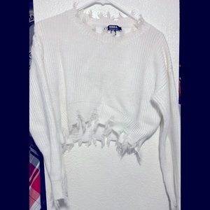 Thick White crop top sweater